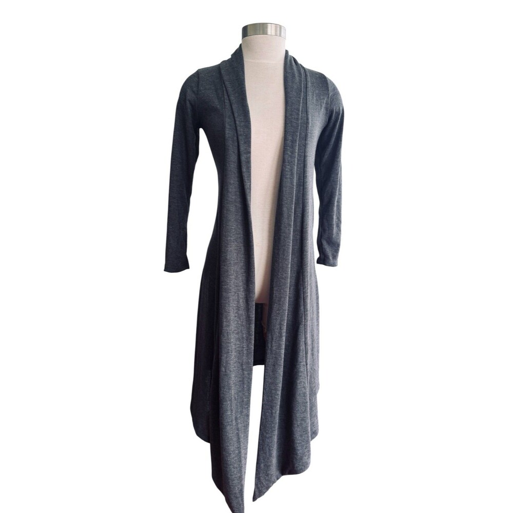 Pretty Young Thing Wm Small Gray Duster Cardigan Long Sleeve Shawl Collar